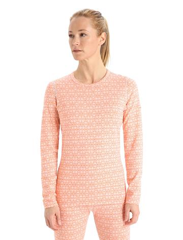 Women's Icebreaker Merino 250 Vertex Long Sleeve Crewe Alpine Geo Base Layers Snow / Flash | CA 1116KORI